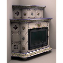 Каминная облицовка КимрПечь Прованс угловая двухъярусная Луг